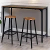 3S. x Home Table de bar style industriel avec ses 2 tabourets Jostin Bois et Métal Noir