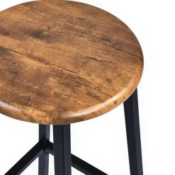 3S. x Home Table de bar style industriel avec ses 2 tabourets Jostin Bois et Métal Noir