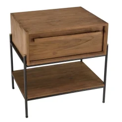 Macabane Table de chevet 1 niche bois de teck recyclé Clearance
