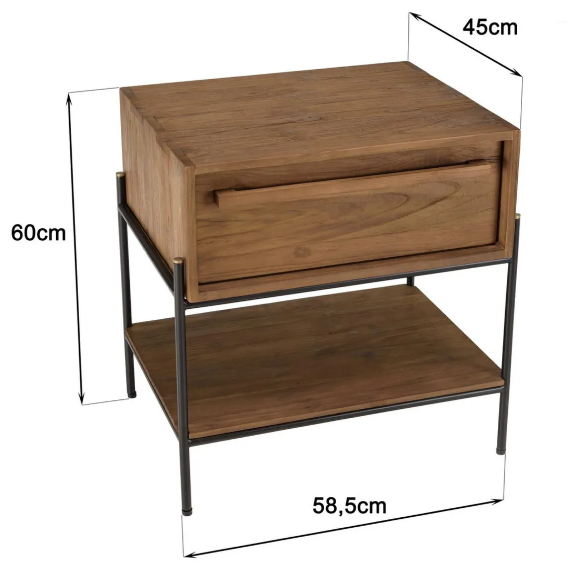 Macabane Table de chevet 1 niche bois de teck recyclé Clearance