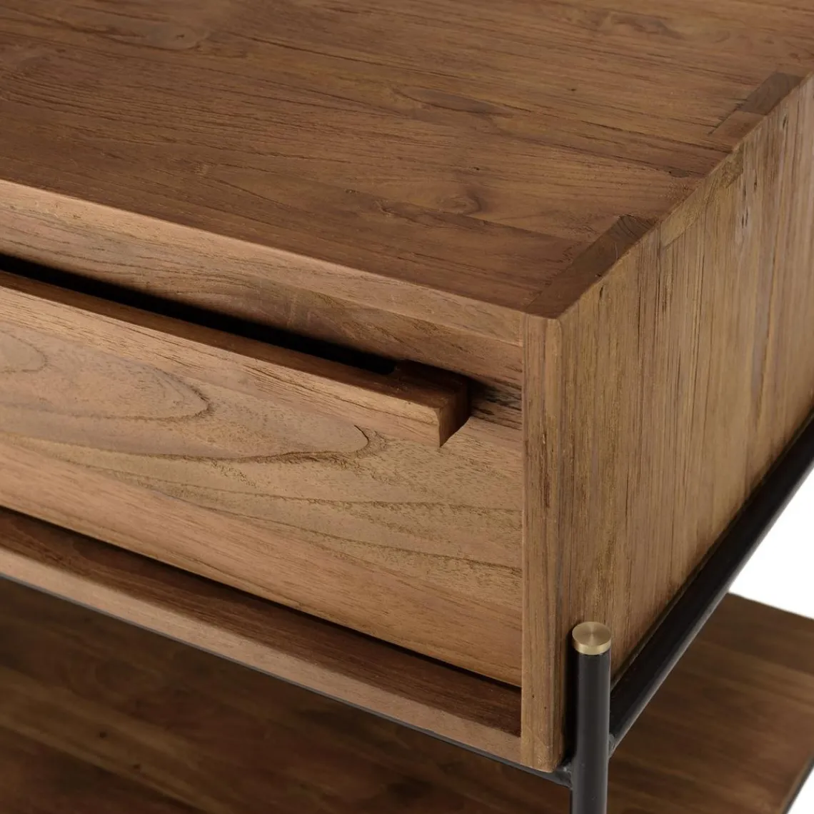 Macabane Table de chevet 1 niche bois de teck recyclé Clearance