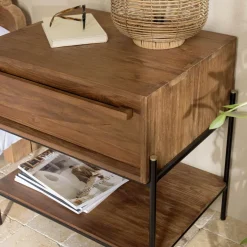 Macabane Table de chevet 1 niche bois de teck recyclé Clearance