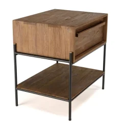 Macabane Table de chevet 1 niche bois de teck recyclé Clearance