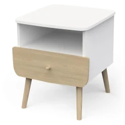 3 SUISSES Table de chevet 1 niche et 1 tiroir blanche FIRMIANA Discount