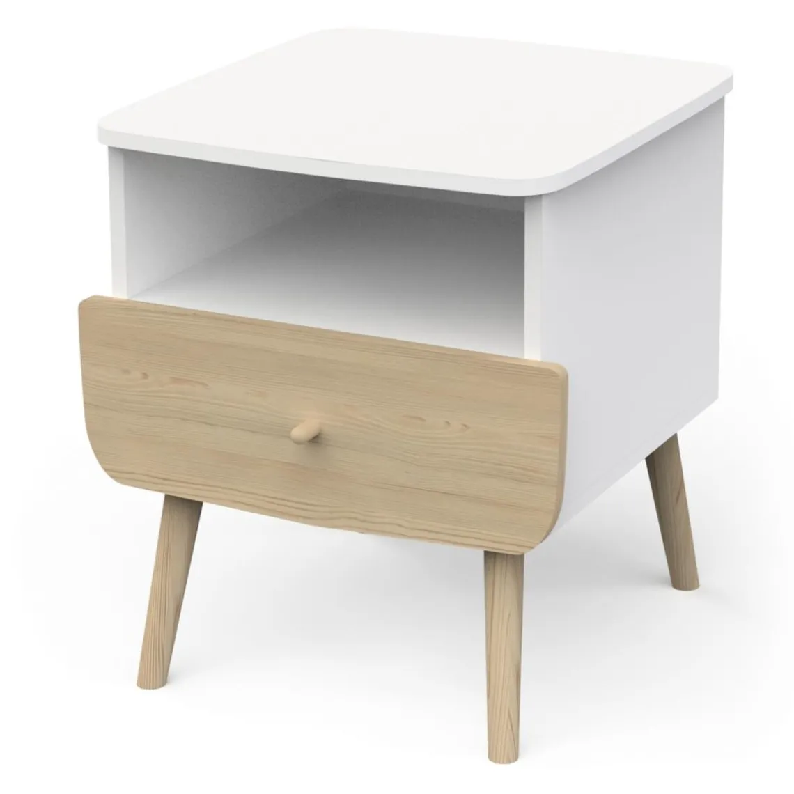 3 SUISSES Table de chevet 1 niche et 1 tiroir blanche FIRMIANA Discount