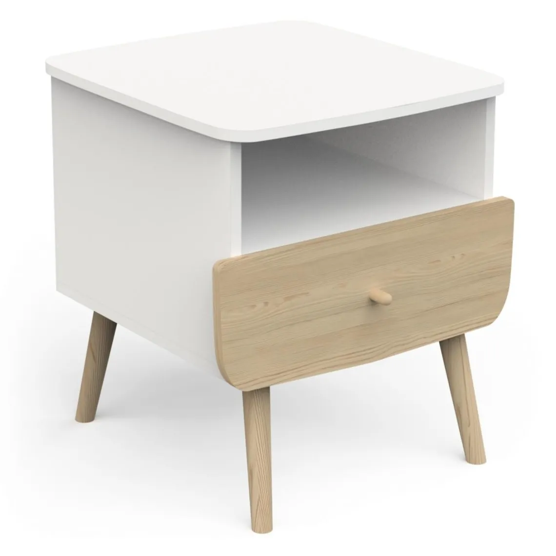 3 SUISSES Table de chevet 1 niche et 1 tiroir blanche FIRMIANA Discount