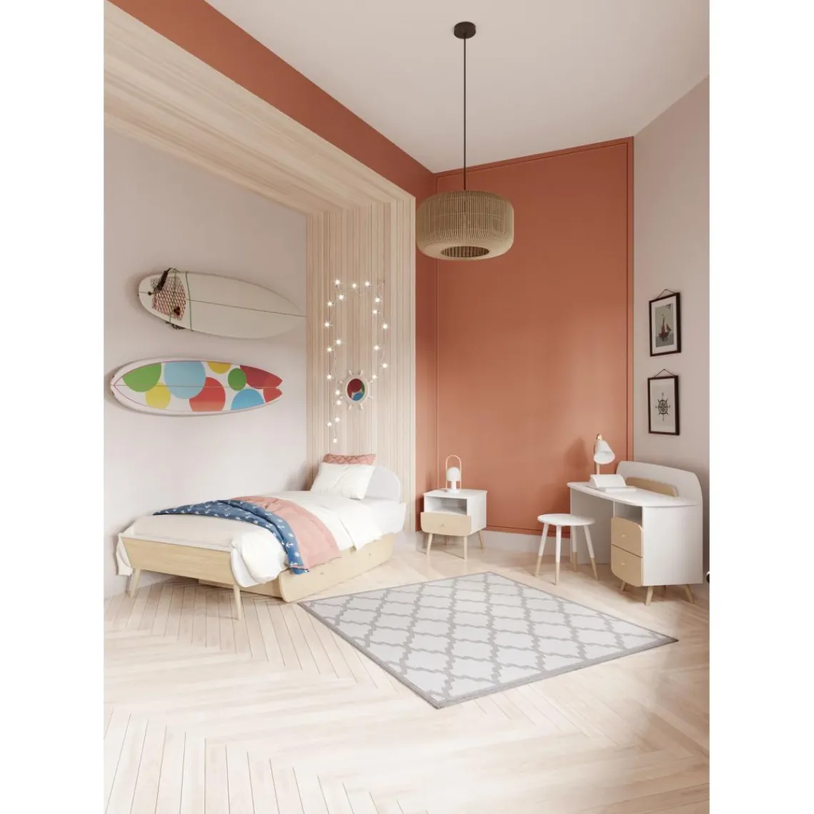 3 SUISSES Table de chevet 1 niche et 1 tiroir blanche FIRMIANA Discount