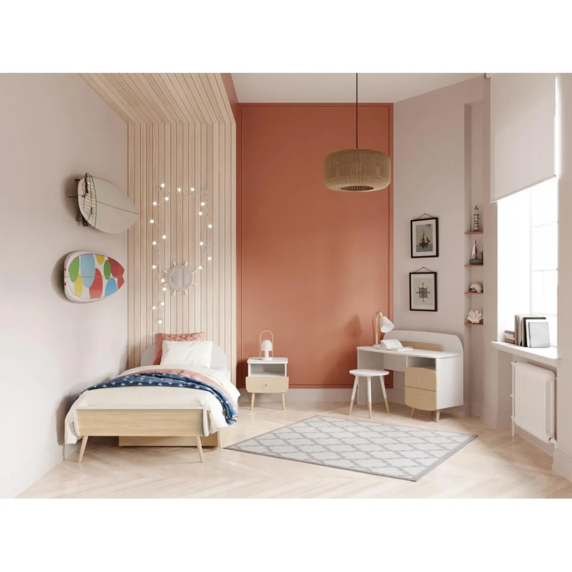 3 SUISSES Table de chevet 1 niche et 1 tiroir blanche FIRMIANA Discount