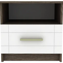 3S. x Home Table de chevet 1 tiroir Chêne foncé et Blanc Online