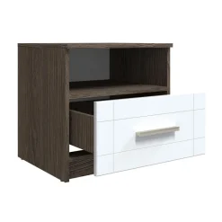 3S. x Home Table de chevet 1 tiroir Chêne foncé et Blanc Online