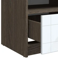 3S. x Home Table de chevet 1 tiroir Chêne foncé et Blanc Online