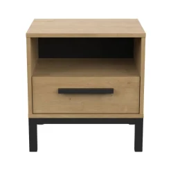 Calicosy Table de Chevet 1 tiroir et 1 niche décor chêne et noir mat New