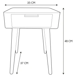 3S. x Home Table de Chevet 1 Tiroir En Bois Rose Best