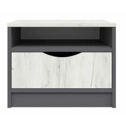 3S. x Home Table De Chevet 1 Tiroir Gris Et Bois Clair Discount