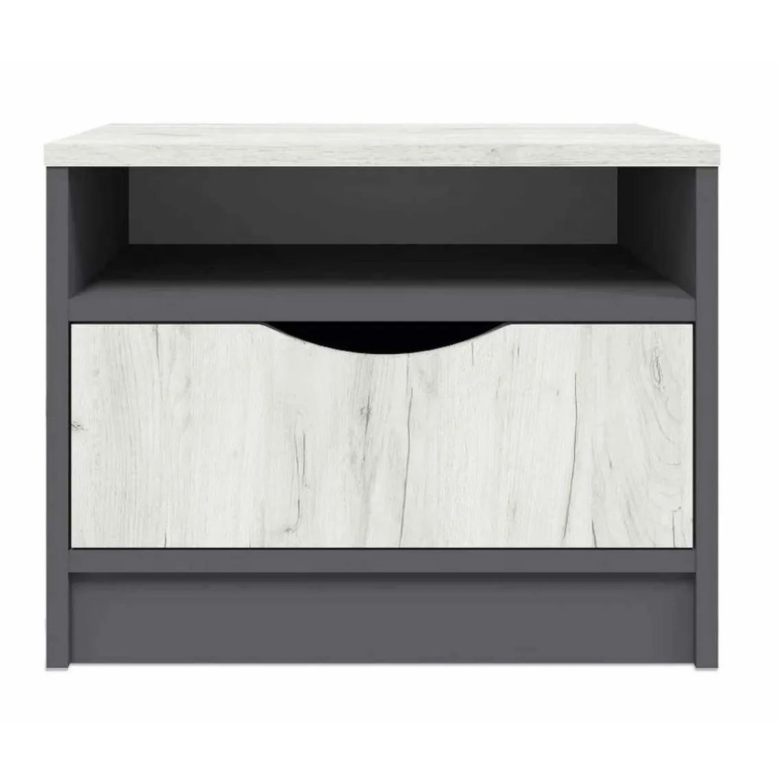 3S. x Home Table De Chevet 1 Tiroir Gris Et Bois Clair Discount