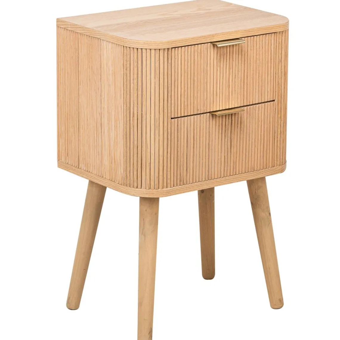 3S. x Home Table de Chevet 2 Tiroirs Naturel en Bois Best