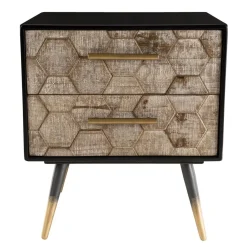 Macabane Table de chevet 2 tiroirs scandinave en Sapin et métal - DEBBIE Online