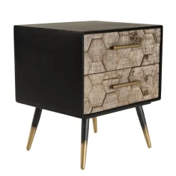 Macabane Table de chevet 2 tiroirs scandinave en Sapin et métal - DEBBIE Online