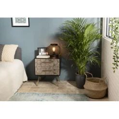 Macabane Table de chevet 2 tiroirs scandinave en Sapin et métal - DEBBIE Online