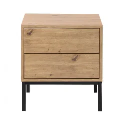 Calicosy Table de Chevet 2 Tiroirs Décor Bois en bois Beige Discount