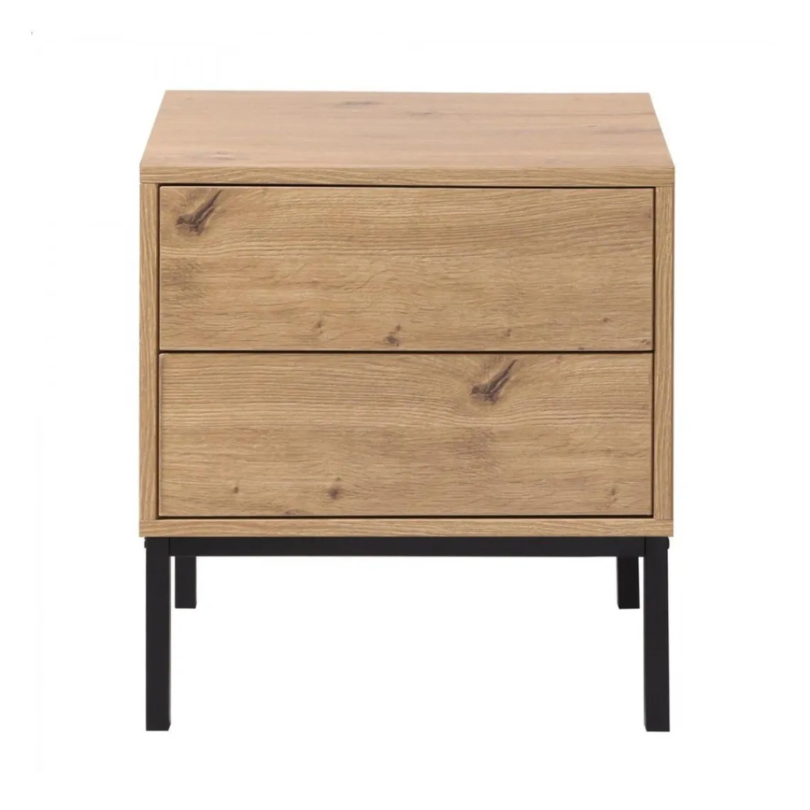 Calicosy Table de Chevet 2 Tiroirs Décor Bois en bois Beige Discount