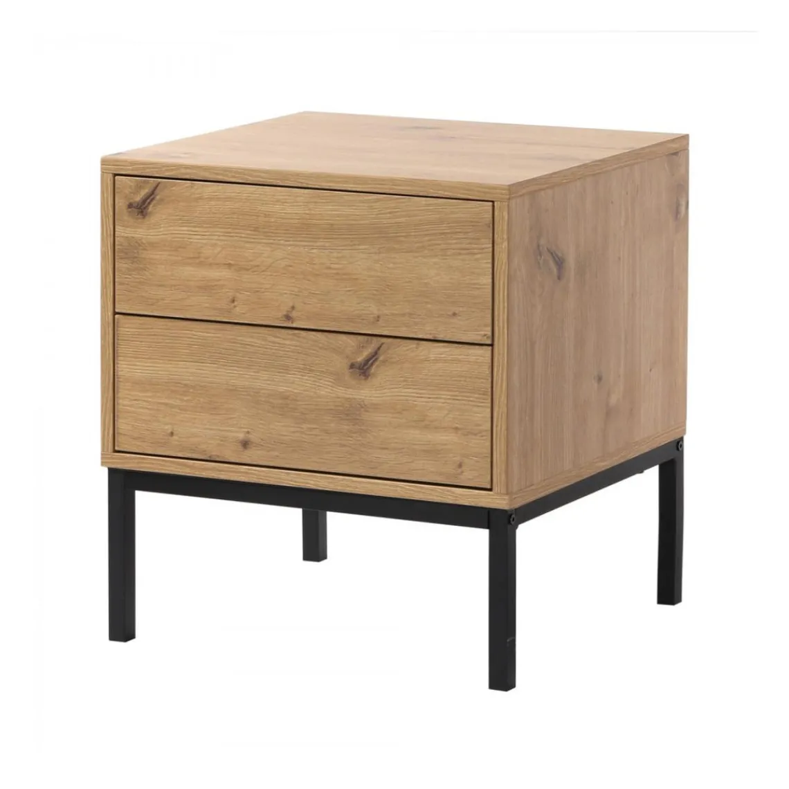 Calicosy Table de Chevet 2 Tiroirs Décor Bois en bois Beige Discount