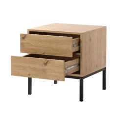 Calicosy Table de Chevet 2 Tiroirs Décor Bois en bois Beige Discount
