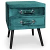 3S. x Home Table de chevet 2 tiroirs Bardo Velours Vert Sale