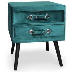 3S. x Home Table de chevet 2 tiroirs Bardo Velours Vert Sale