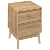 3S. x Home Table de chevet 2 tiroirs effet chêne naturel Hot