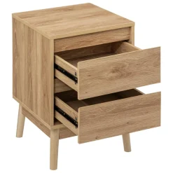 3S. x Home Table de chevet 2 tiroirs effet chêne naturel Hot