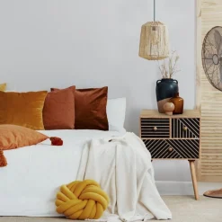 3S. x Home Table de chevet 3 tiroirs Gerald Bois et Noir