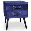 3S. x Home Table de chevet 2 tiroirs Bardo Velours Bleu Sale