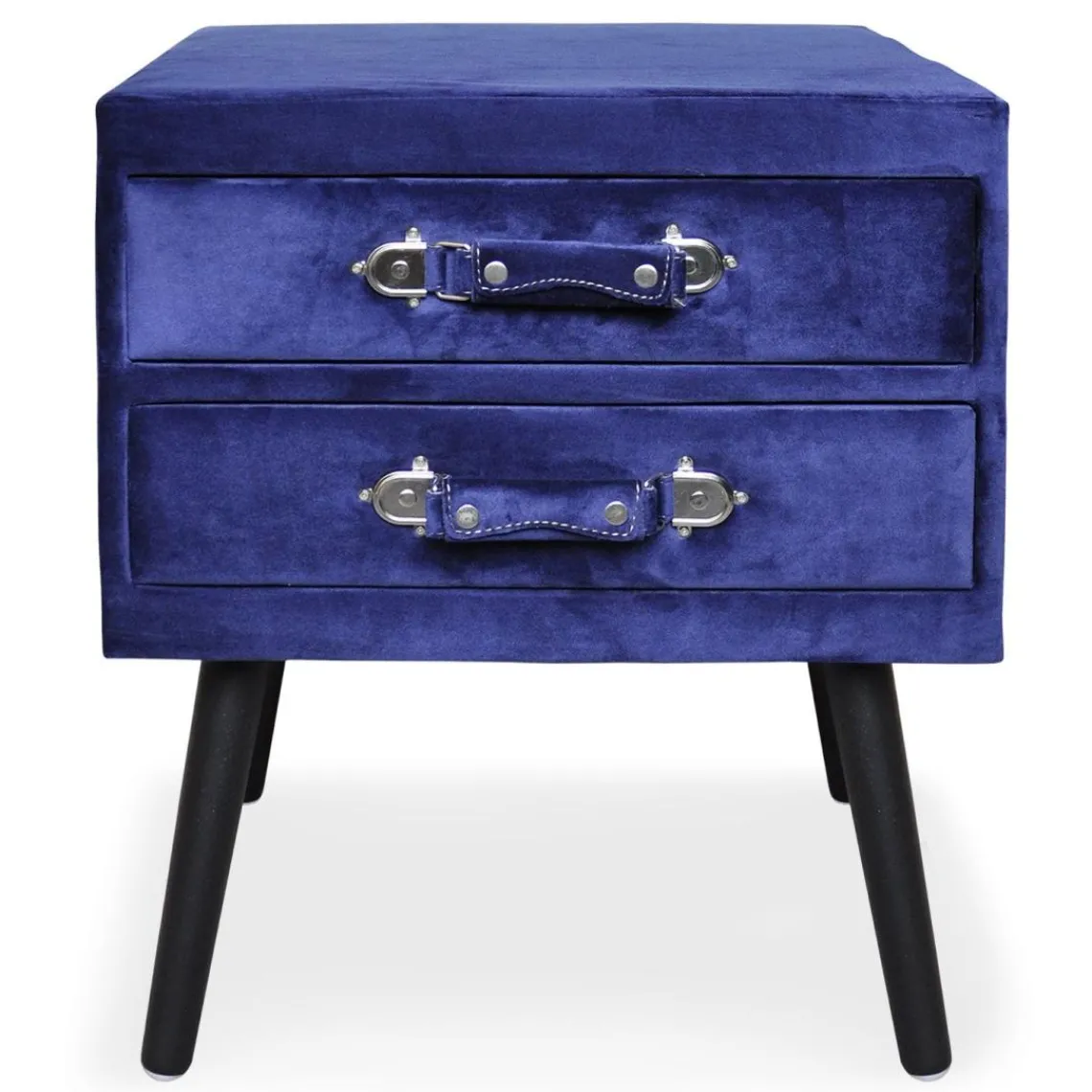 3S. x Home Table de chevet 2 tiroirs Bardo Velours Bleu Sale