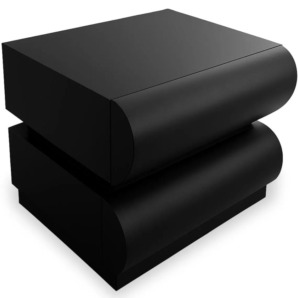 3S. x Home Table de chevet avec 2 tiroirs arrondis Mezade Noir Outlet