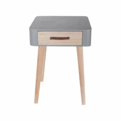 3S. x Home Table De Chevet Blanche En Bois RITA Gris New