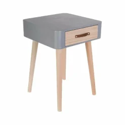 3S. x Home Table De Chevet Blanche En Bois RITA Gris New