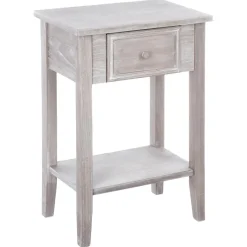 3S. x Home Table de chevet bois naturel Blanc Hot