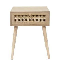3S. x Home Table de Chevet CANNAGE 1 Tiroir Bois Marron Outlet