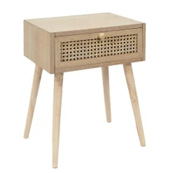 3S. x Home Table de Chevet CANNAGE 1 Tiroir Bois Marron Outlet