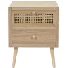 3S. x Home Table de Chevet CANNAGE 2 Tiroirs Bois Discount