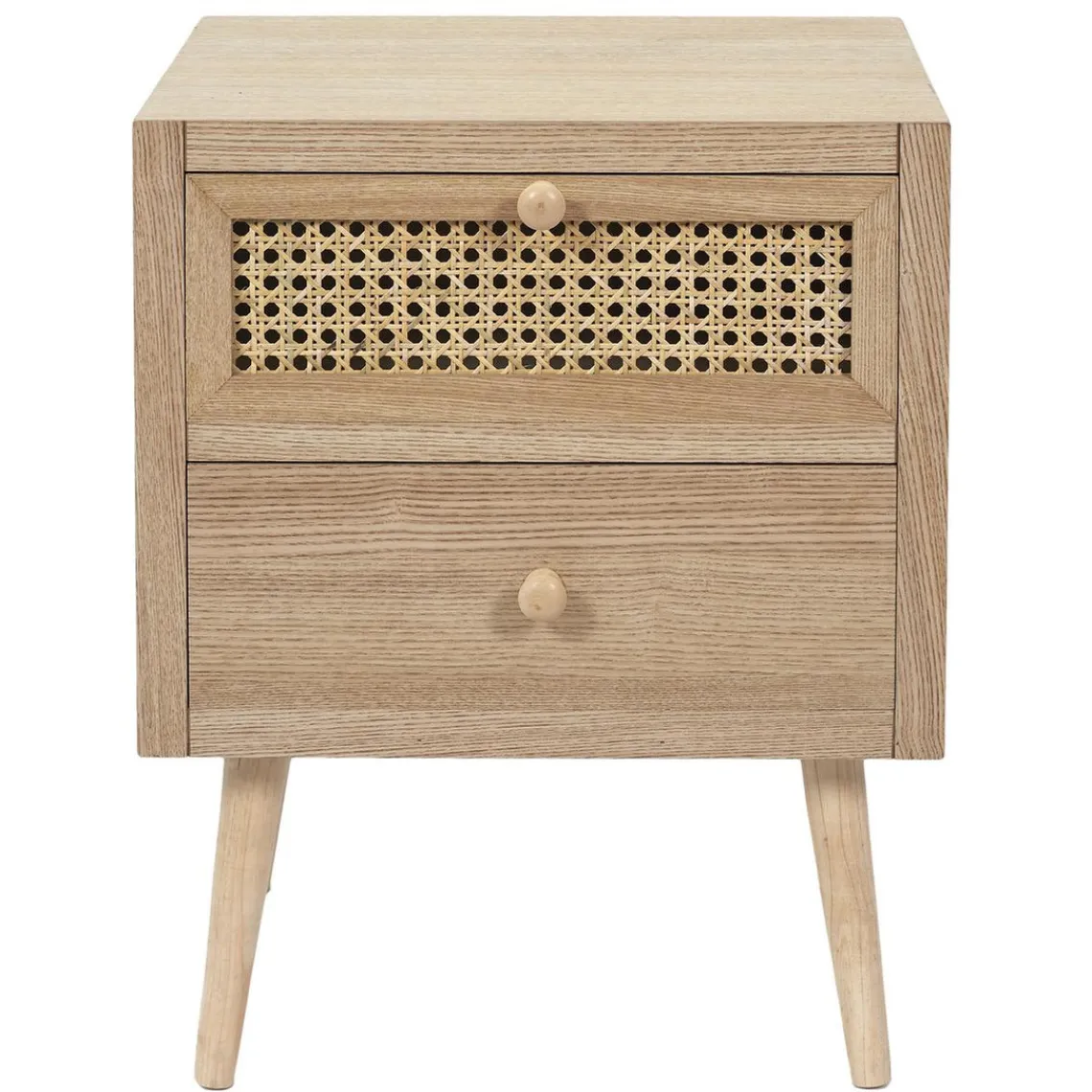 3S. x Home Table de Chevet CANNAGE 2 Tiroirs Bois Discount