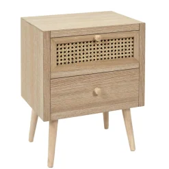 3S. x Home Table de Chevet CANNAGE 2 Tiroirs Bois Discount
