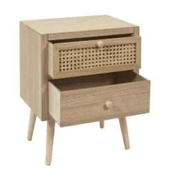 3S. x Home Table de Chevet CANNAGE 2 Tiroirs Bois Discount