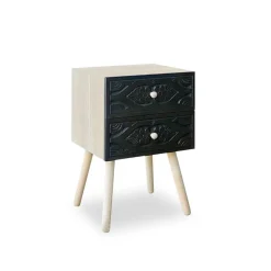 3S. x Home Table de chevet Catana 2 tiroirs Noir Carbone Outlet