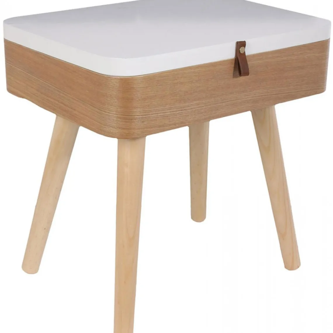 3S. x Home Table de Chevet Coffre Beige et Blanche SVOLDER