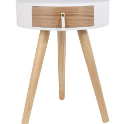 3S. x Home Table de Chevet en Bois Blanc et Beige NOURA Best