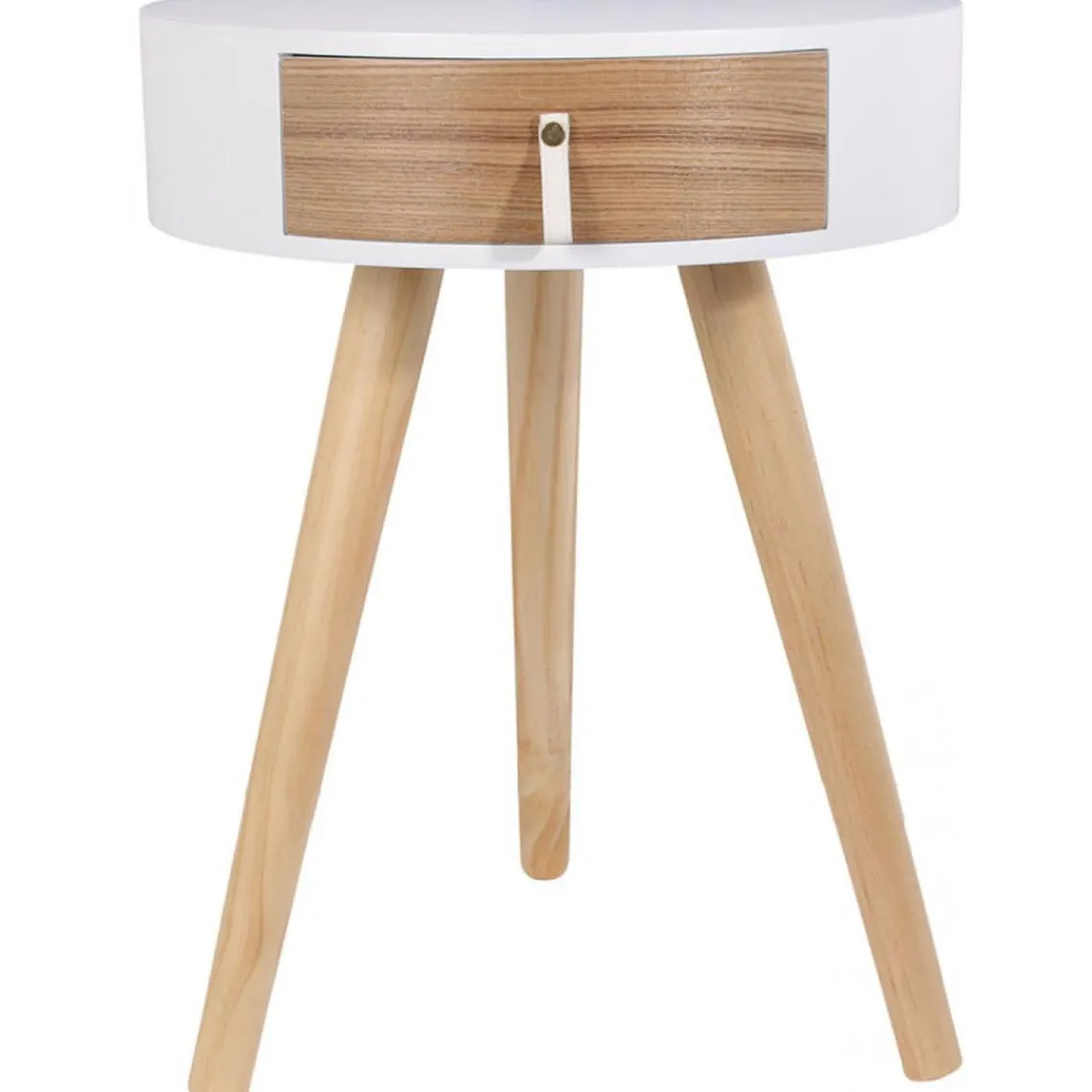 3S. x Home Table de Chevet en Bois Blanc et Beige NOURA Best