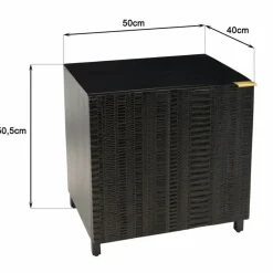Macabane Table de chevet en bois de manguier massif avec 1 porte sculptée pieds en métal GLORIA noir Outlet