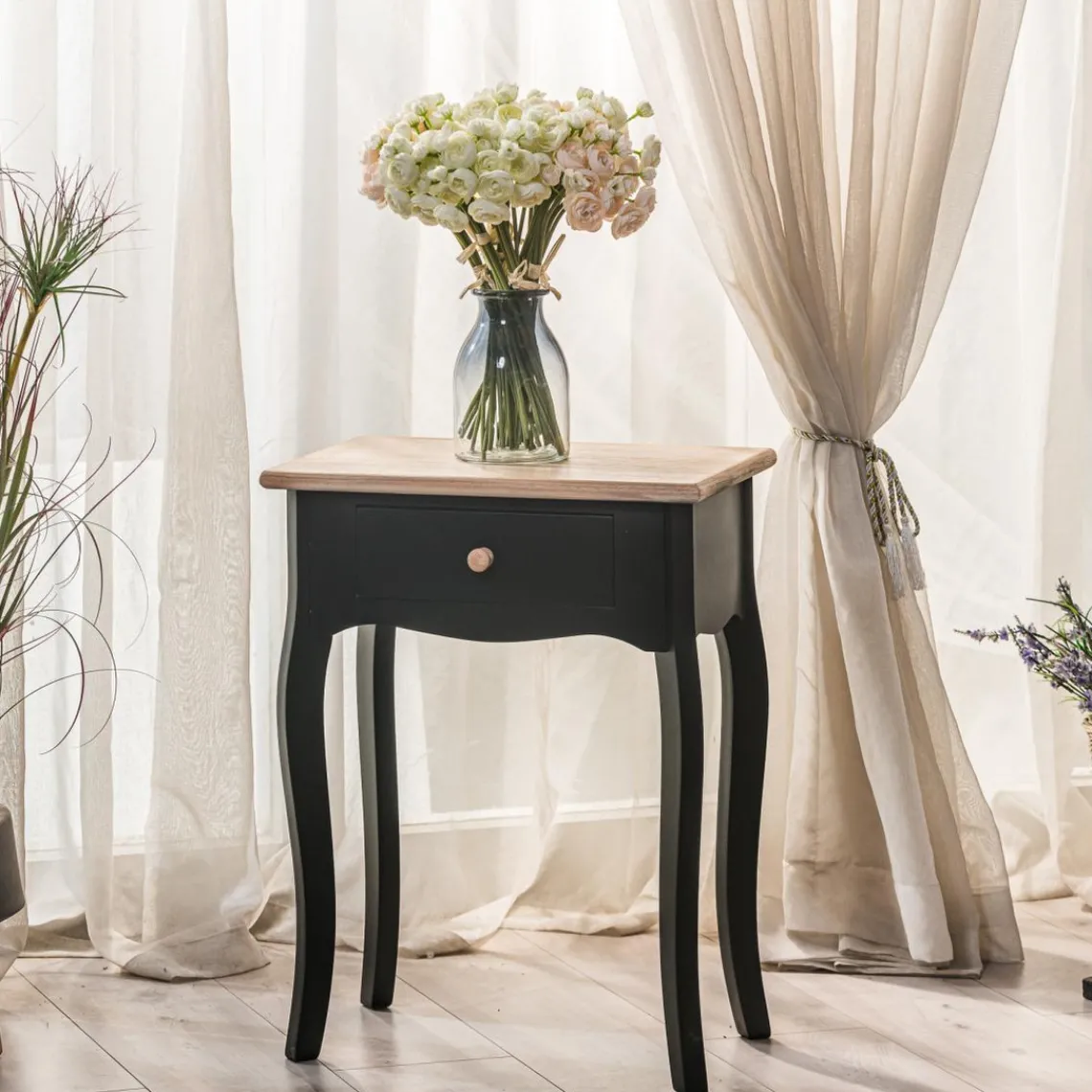Nordlys Table de chevet en bois Noir Outlet